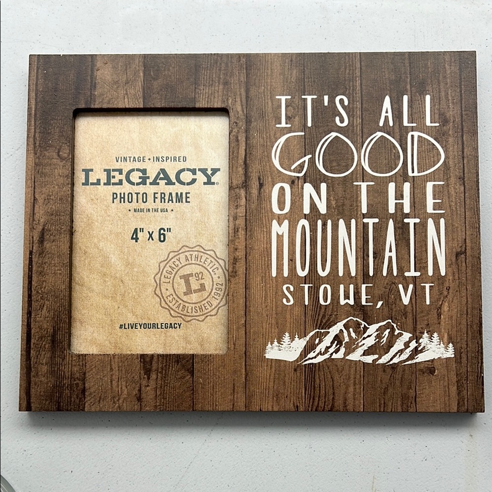 Legacy Brown Photo Frame - Rustic Home Accent Stowe Vermont 4x6